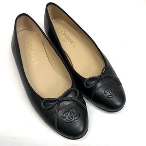 Chanel ballet flats, black, EUC